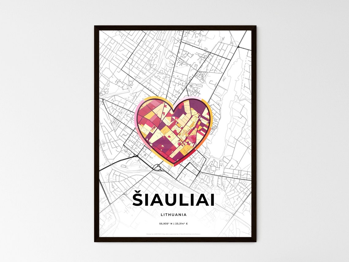 Šiauliai Lithuania Where It All Began Heart Map Coordinates Poster