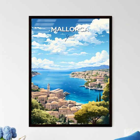 Mallorca Spain Coastal Harbor Mediterranean Seaside Travel Poster