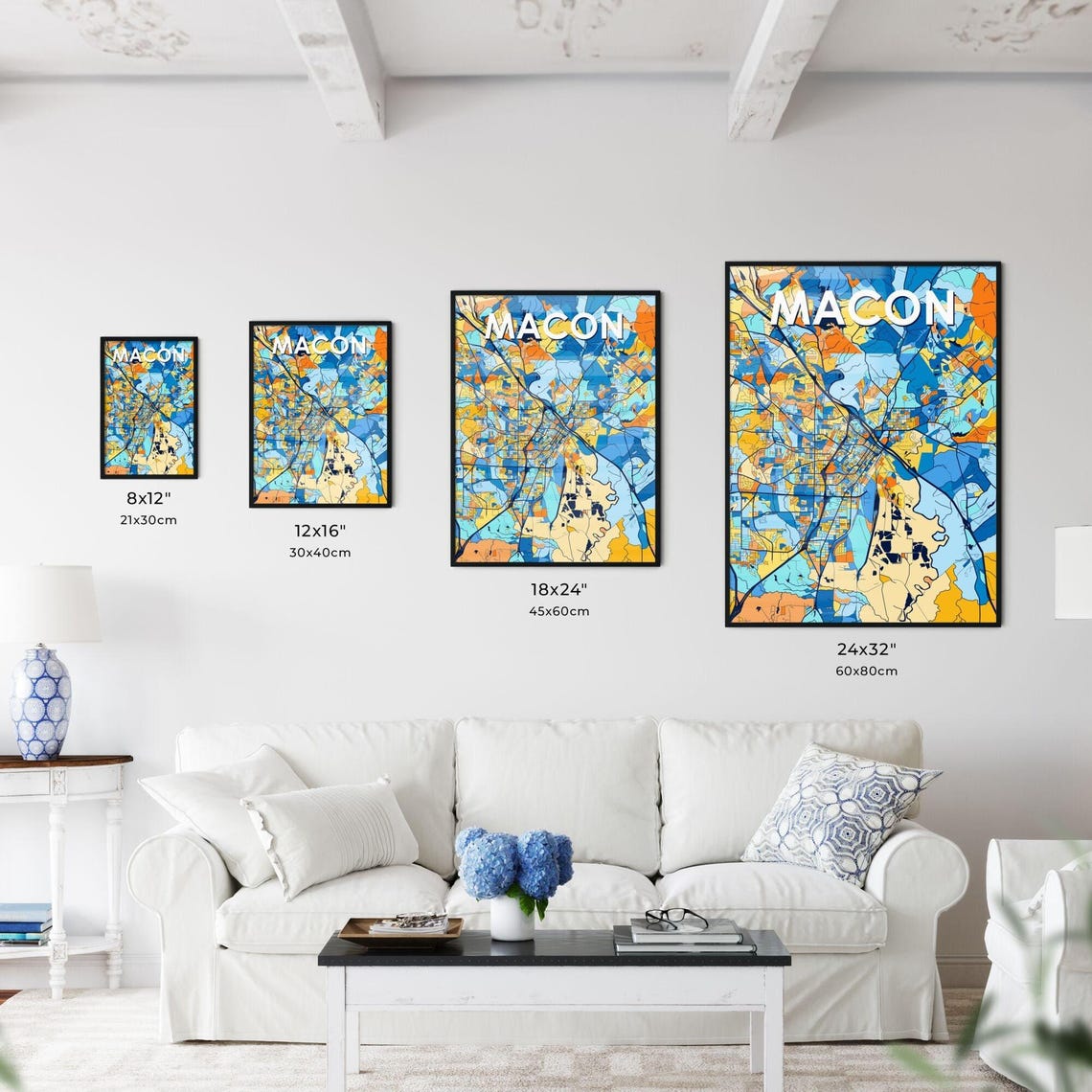 Macon Georgia Bold Abstract Geometric City Street Map Poster - Image 3