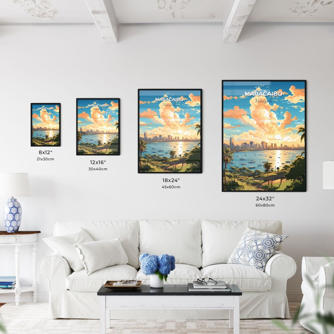 Maracaibo Venezuela Sunset Sailboats Vintage Travel Art Poster - Image 3