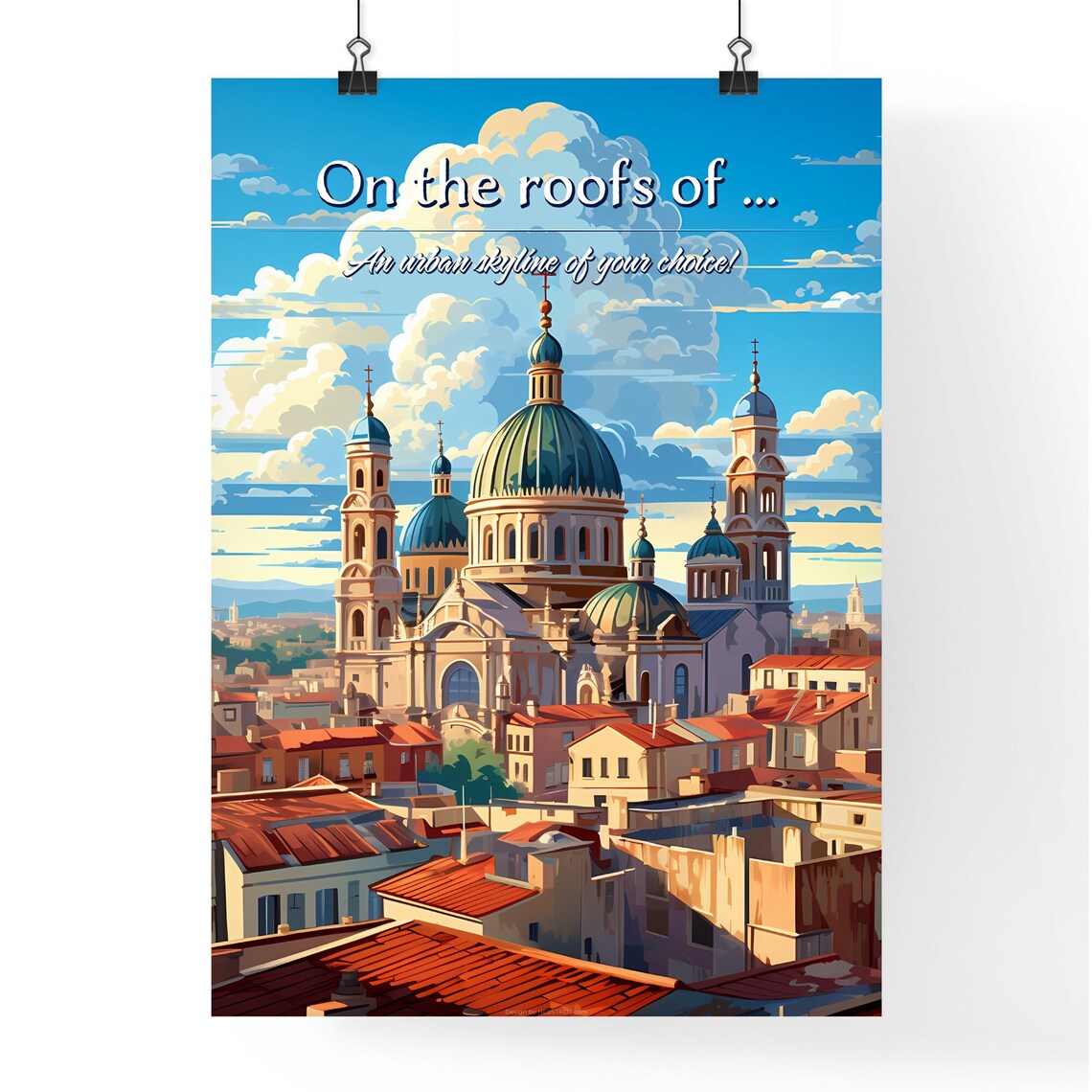 On the Roofs of an Italian City Cathedral Domes Skyline Poster - Image 4