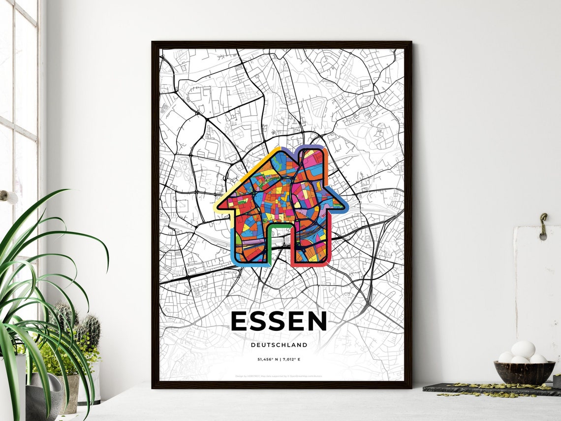 Essen Germany Where It All Began Heart Map Coordinates Poster - Image 3