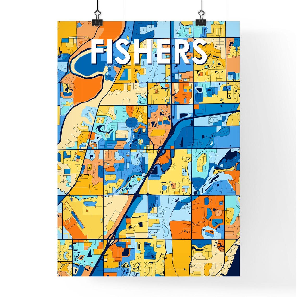 Fishers Indiana Colorful Street Map Art Home Decor Gift Poster - Image 4