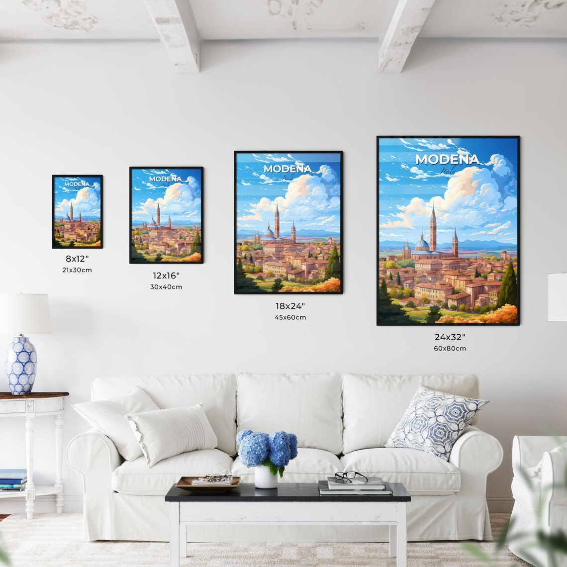Modena Italy Vintage Travel Skyline Cityscape Cathedral Poster - Image 3