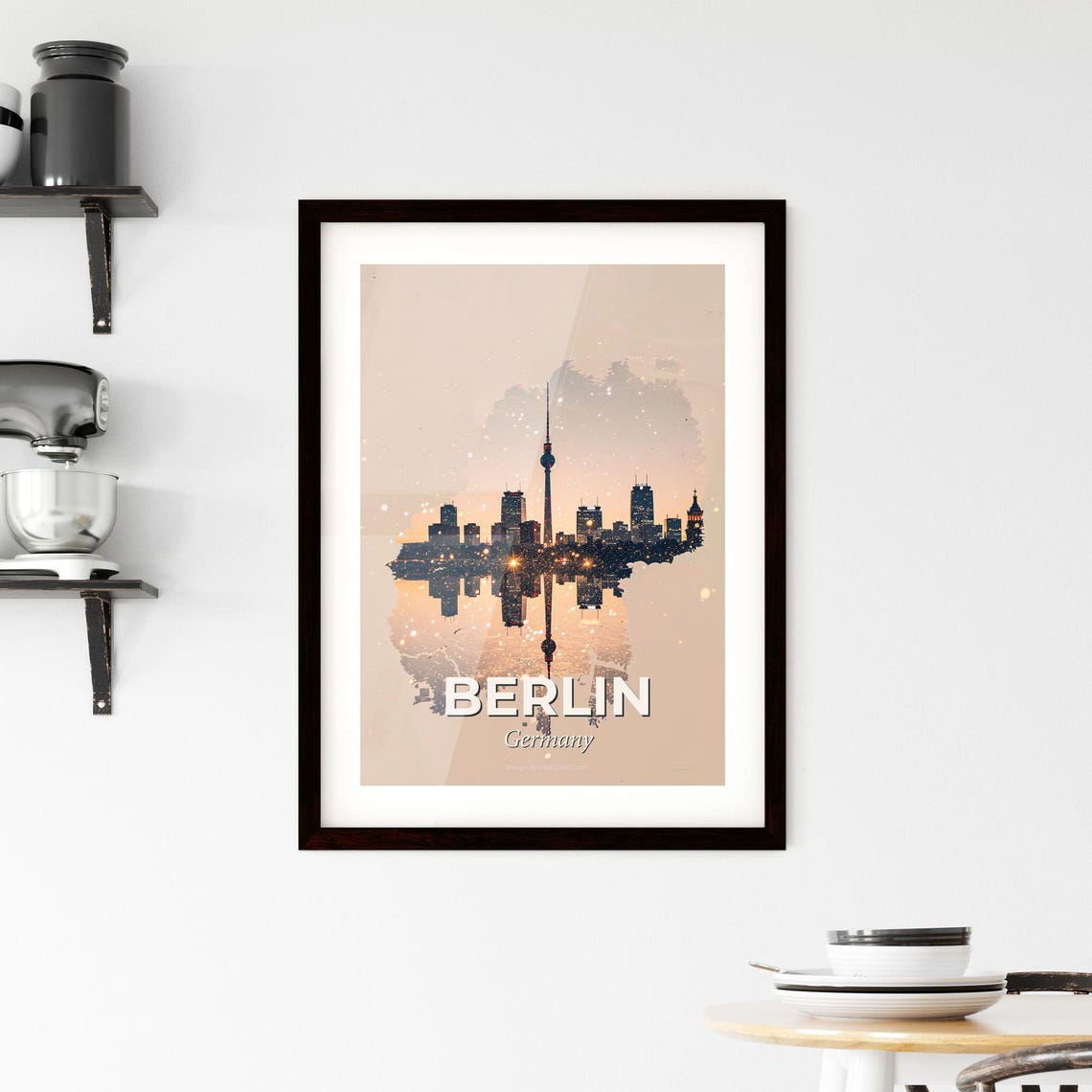 Berlin Germany TV Tower Skyline Golden Double Exposure Poster - Image 2