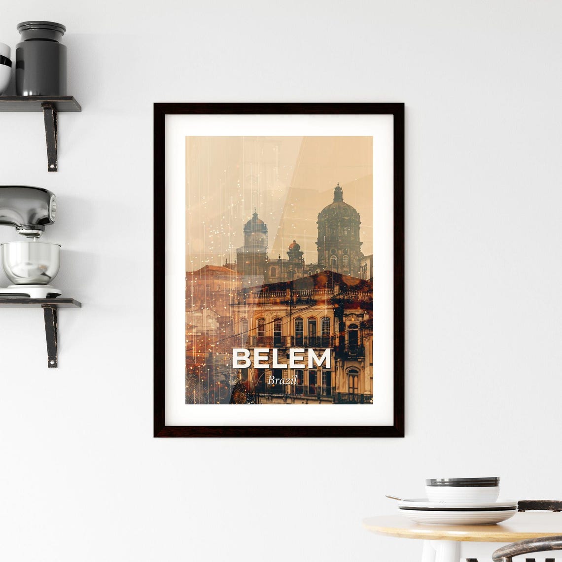 Belem Brazil Colonial Churches Golden Double Exposure Art Poster - Image 2