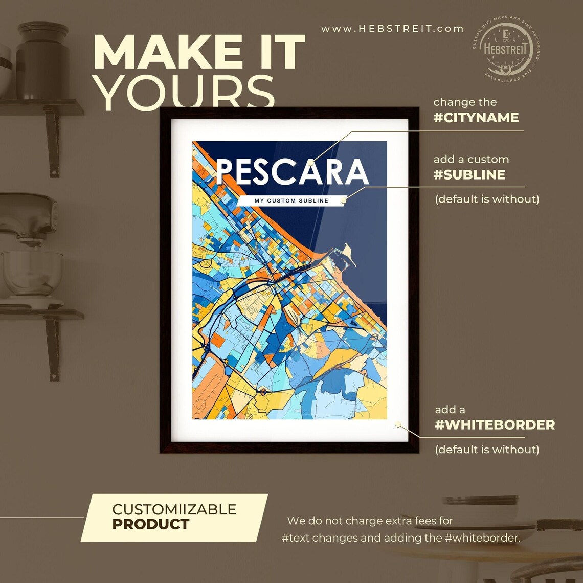Pescara Italy Modern Colorful Map Art City Street Design Poster - Image 2