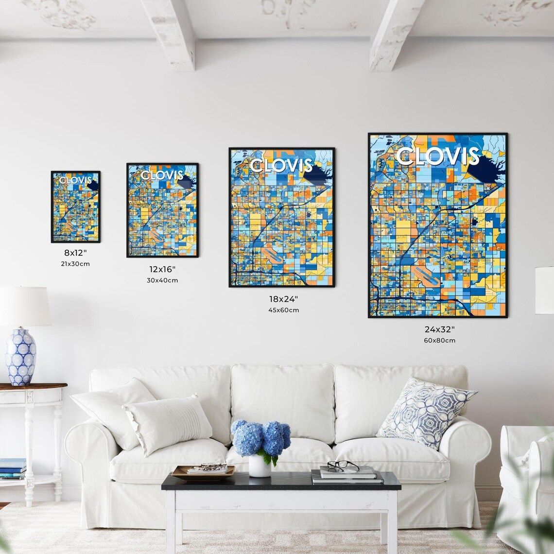 Clovis California Colorful Modern City Street Map Travel Decor Poster - Image 3