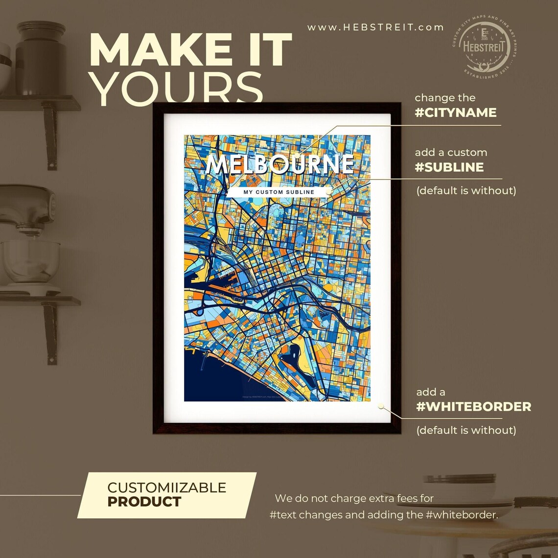 Melbourne Australia Colorful Modern City Street Map Travel Decor Poster - Image 2