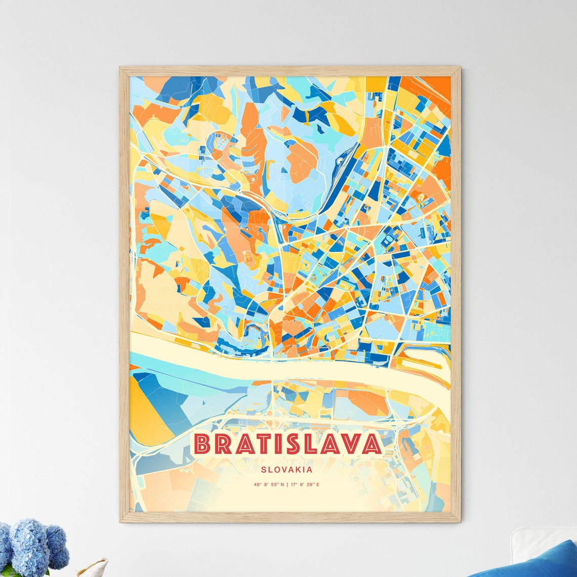 Bratislava Slovakia Danube River Colorful City Map Art Poster