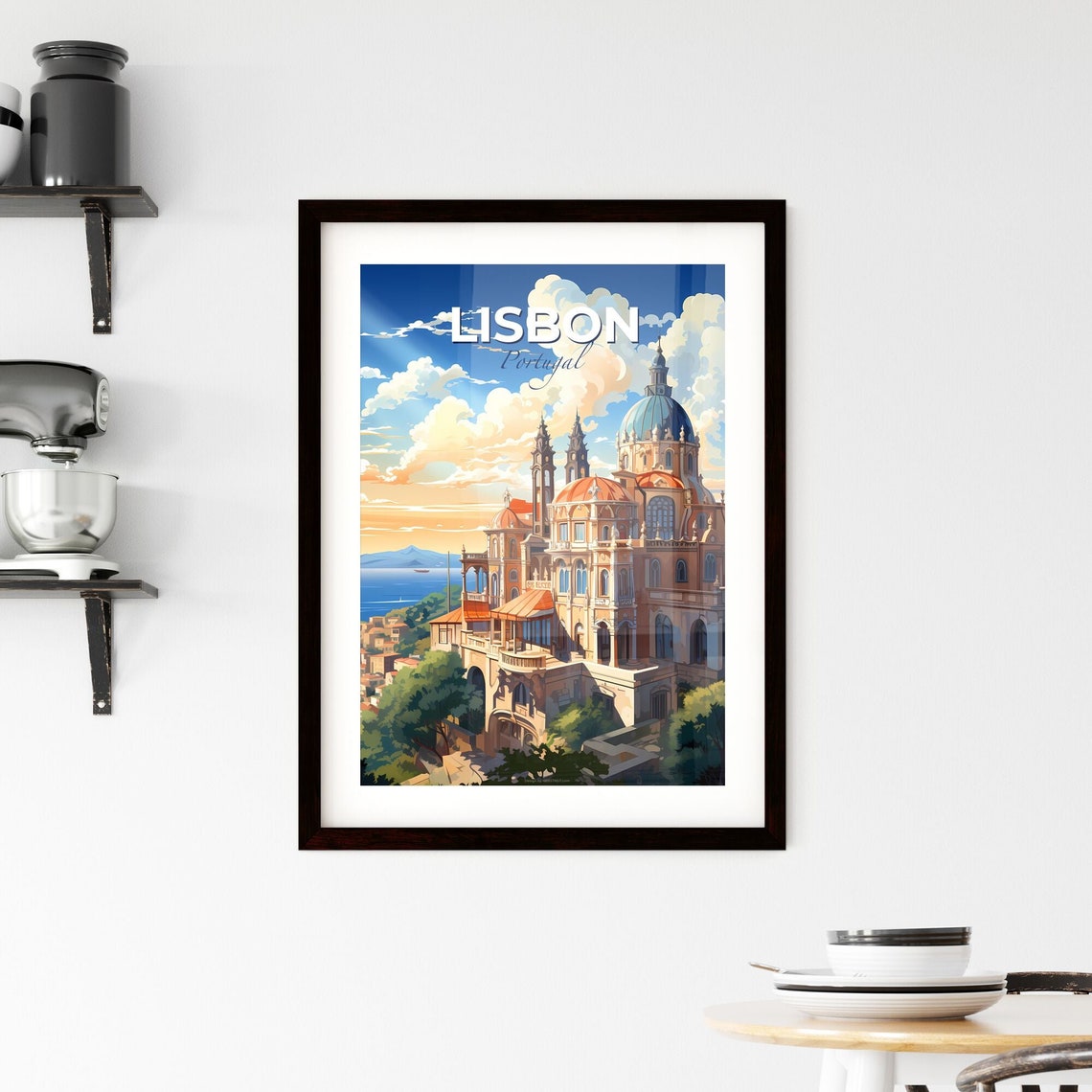 Vivid Lisbon Portugal Domed Historic Palace Over the Bay Poster - Image 2