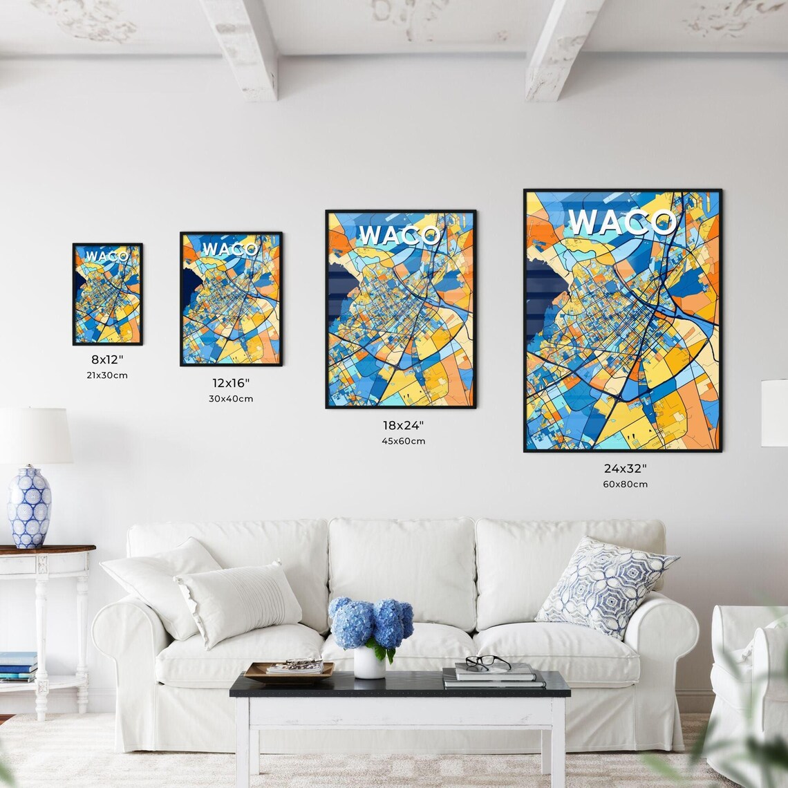 Waco Texas Colorful Modern City Street Map Travel Decor Poster - Image 3