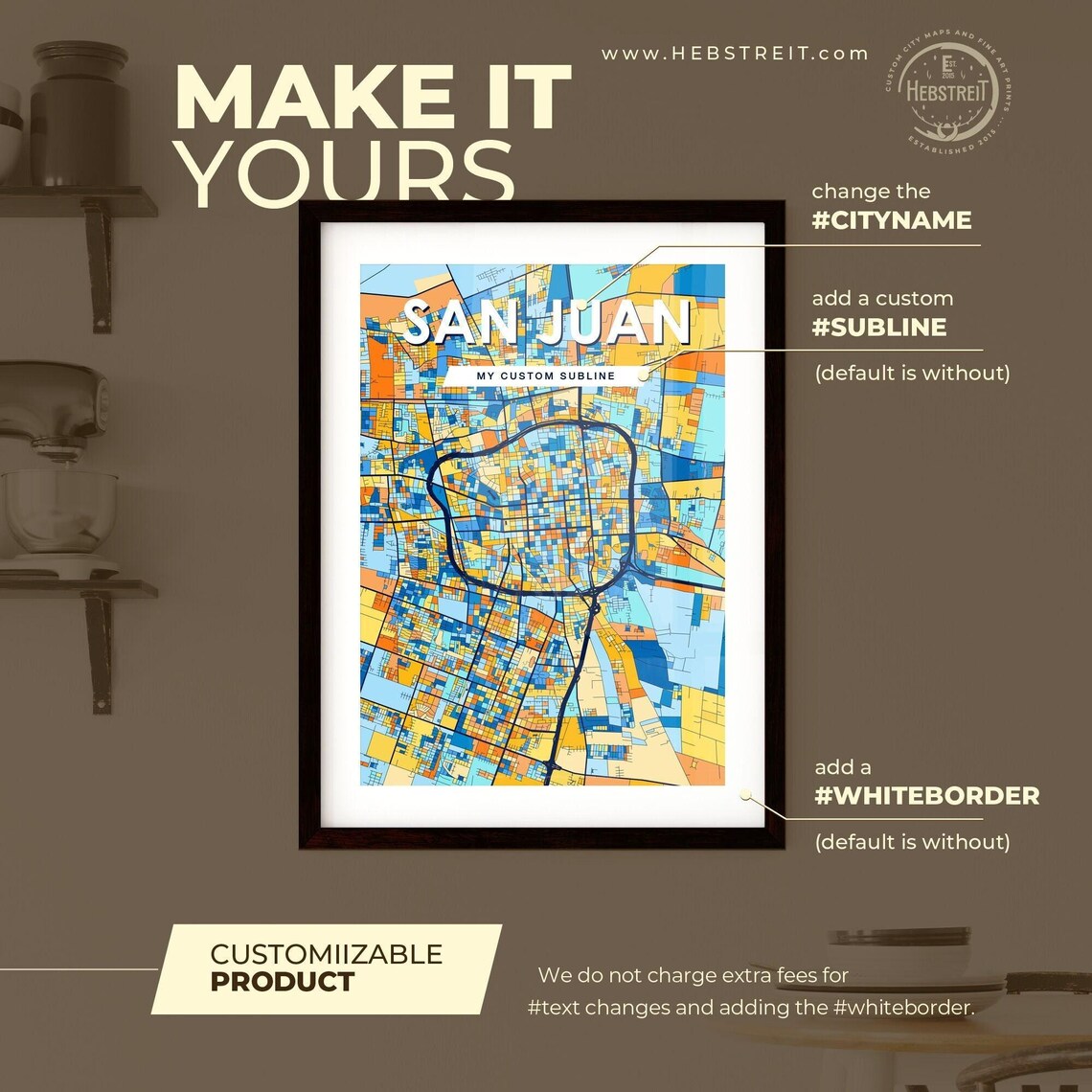 San Juan Argentina Colorful Vibrant City Street Map Art Poster - Image 2