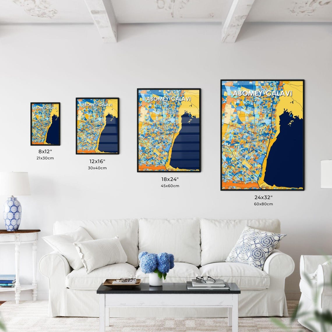Abomey Calavi Benin Vibrant Modern City Map Artwork Wall Poster - Image 3