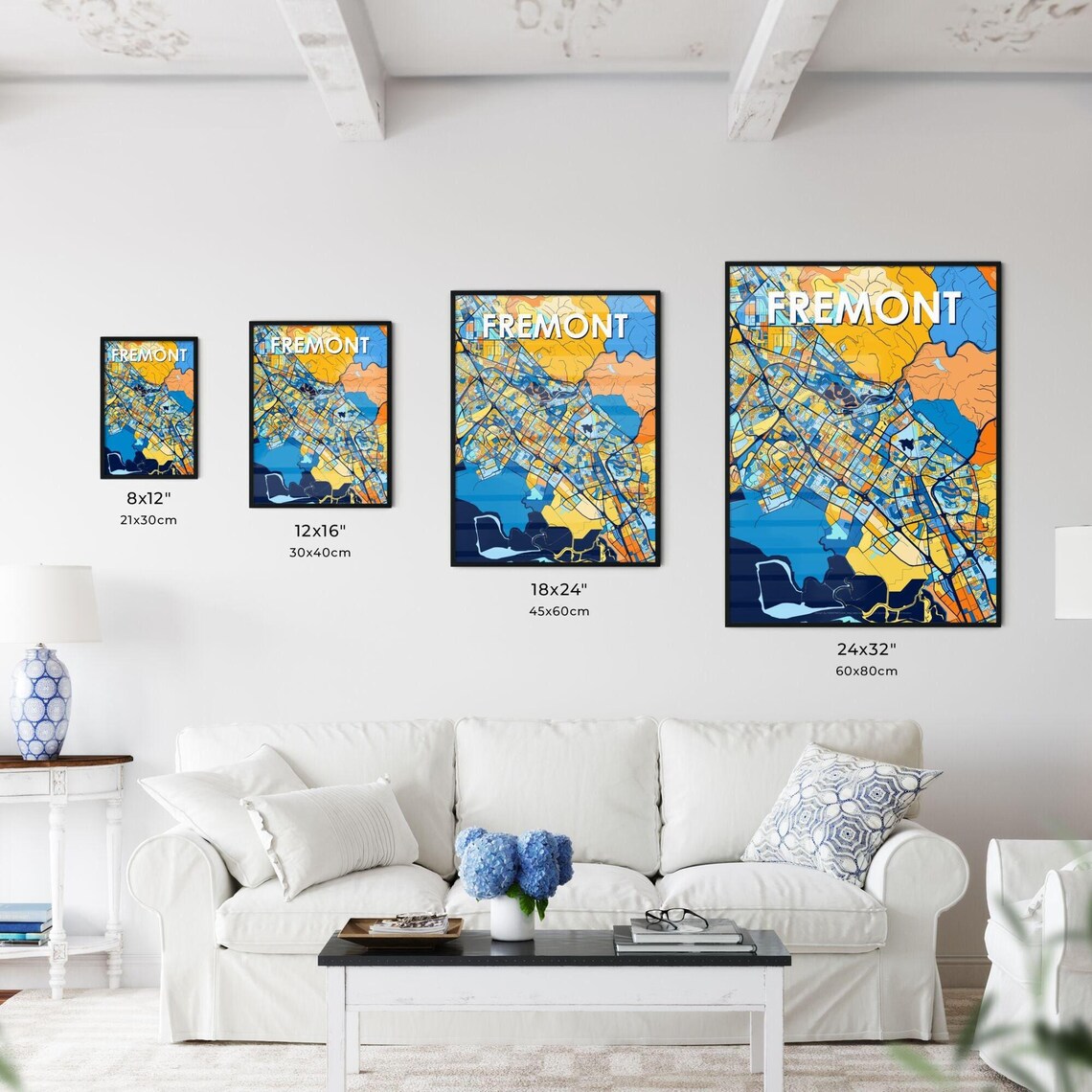 Fremont California Vibrant Colorful Illustrated Street Map Art Poster - Image 3