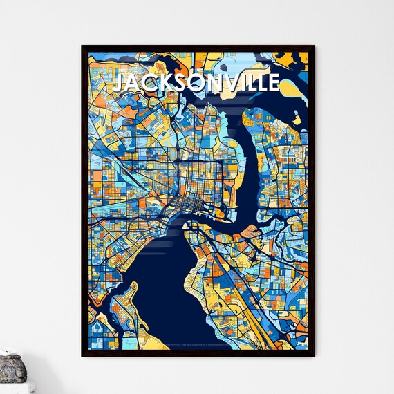 Jacksonville Florida Vibrant Colorful Geometric Street Grid City Map Art Poster
