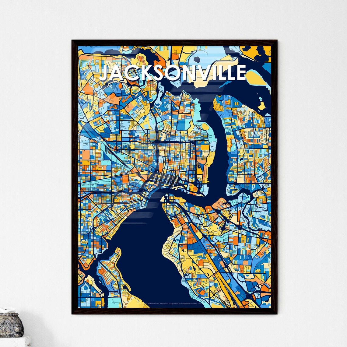 Jacksonville Florida Vibrant Colorful Geometric Street Grid City Map Art Poster
