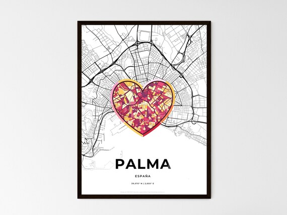 Palma de Mallorca Spain Minimal City Map Colorful Heart Icon Art Poster
