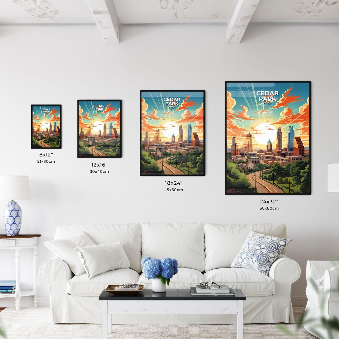 Cedar Park Texas Golden Sunset Skyline Boulevard Travel Poster - Image 3