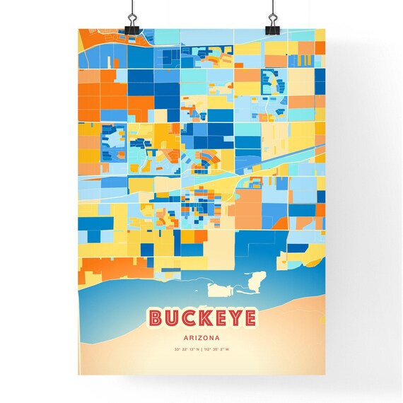 Buckeye Arizona Blue Orange Street Map Art Home Decor Poster