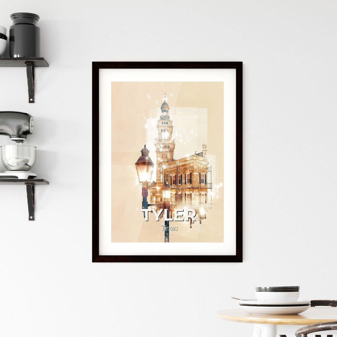 Tyler Texas Historic Clock Tower Vintage Street Lamp City Poster - Image 2
