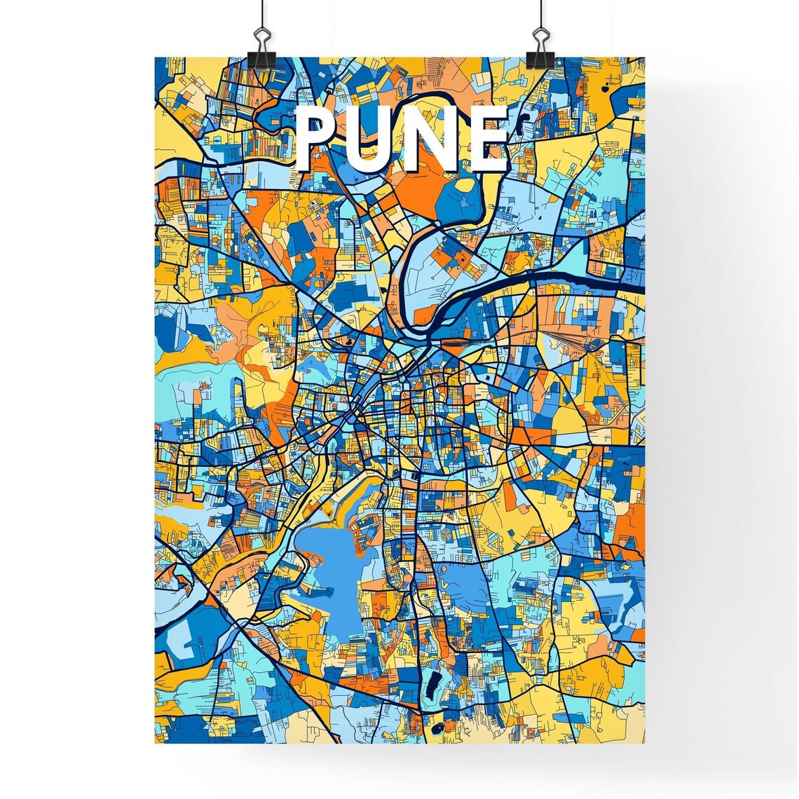 Pune India Maharashtra Bold Vibrant Colorful City Map Art Poster - Image 4