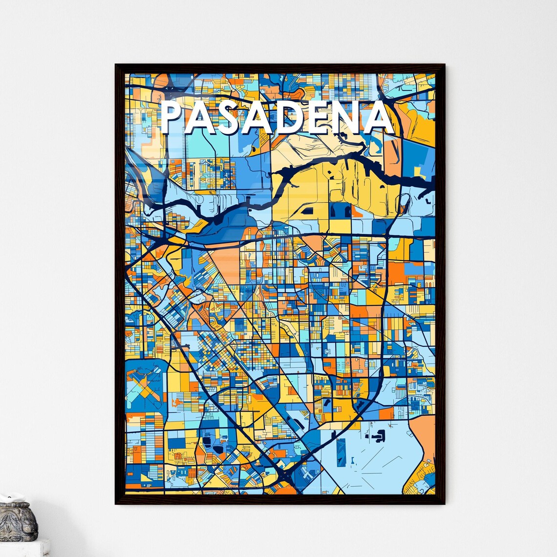 Pasadena Texas Vibrant Colorful Geometric Street Grid City Map Art Poster