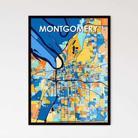 Montgomery Alabama Colorful Geometric City Street Map Poster