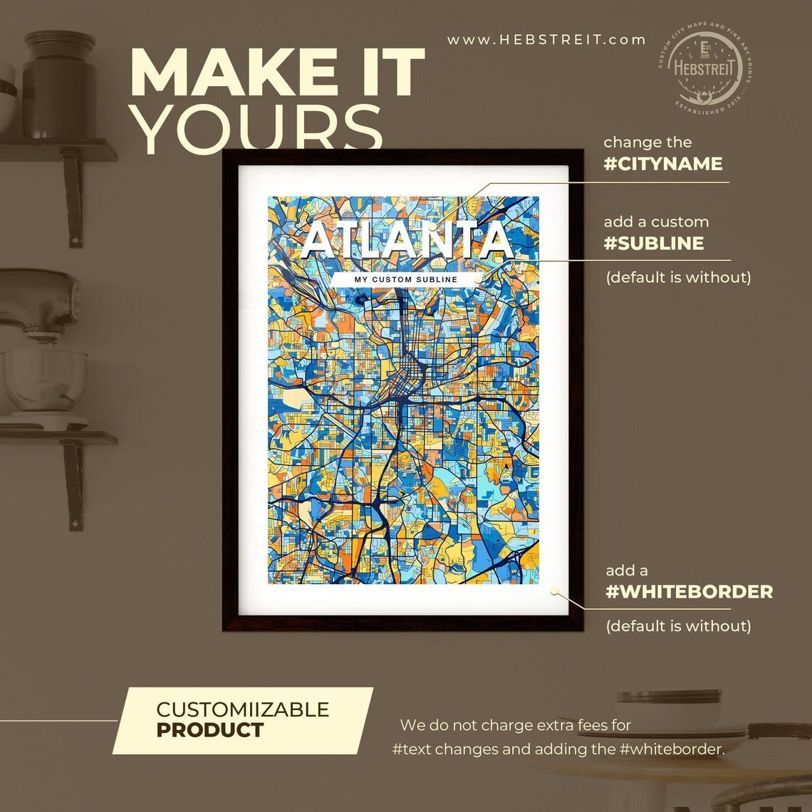 Atlanta Georgia Vibrant Colorful Illustrated Street Map Art Poster - Image 2