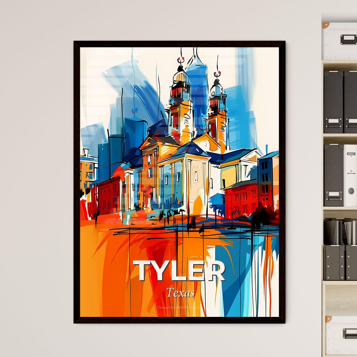 Tyler Texas Colorful Abstract Downtown Church Towers Skyline Poster