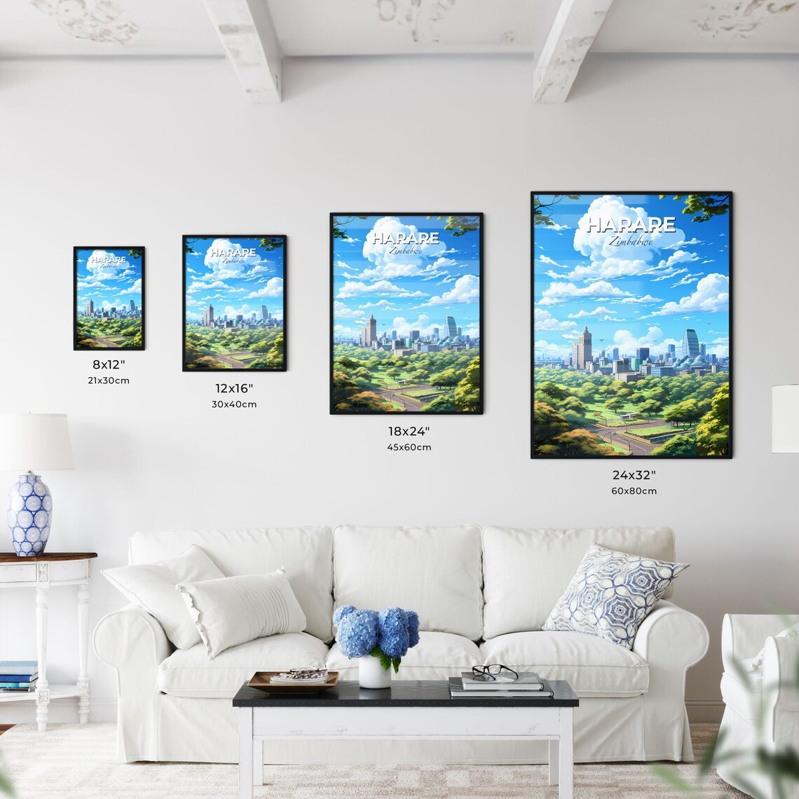 Harare Zimbabwe City Skyline Green Park Blue Sky Travel Poster - Image 3