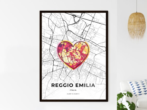 Reggio Emilia Italy Where It All Began Heart Map Coordinates Poster