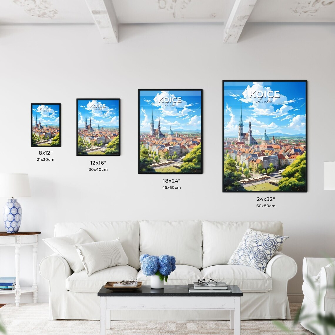 Koice Slovakia Skyline Travel Poster Cathedral Spire Red Rooftop City View - Image 3