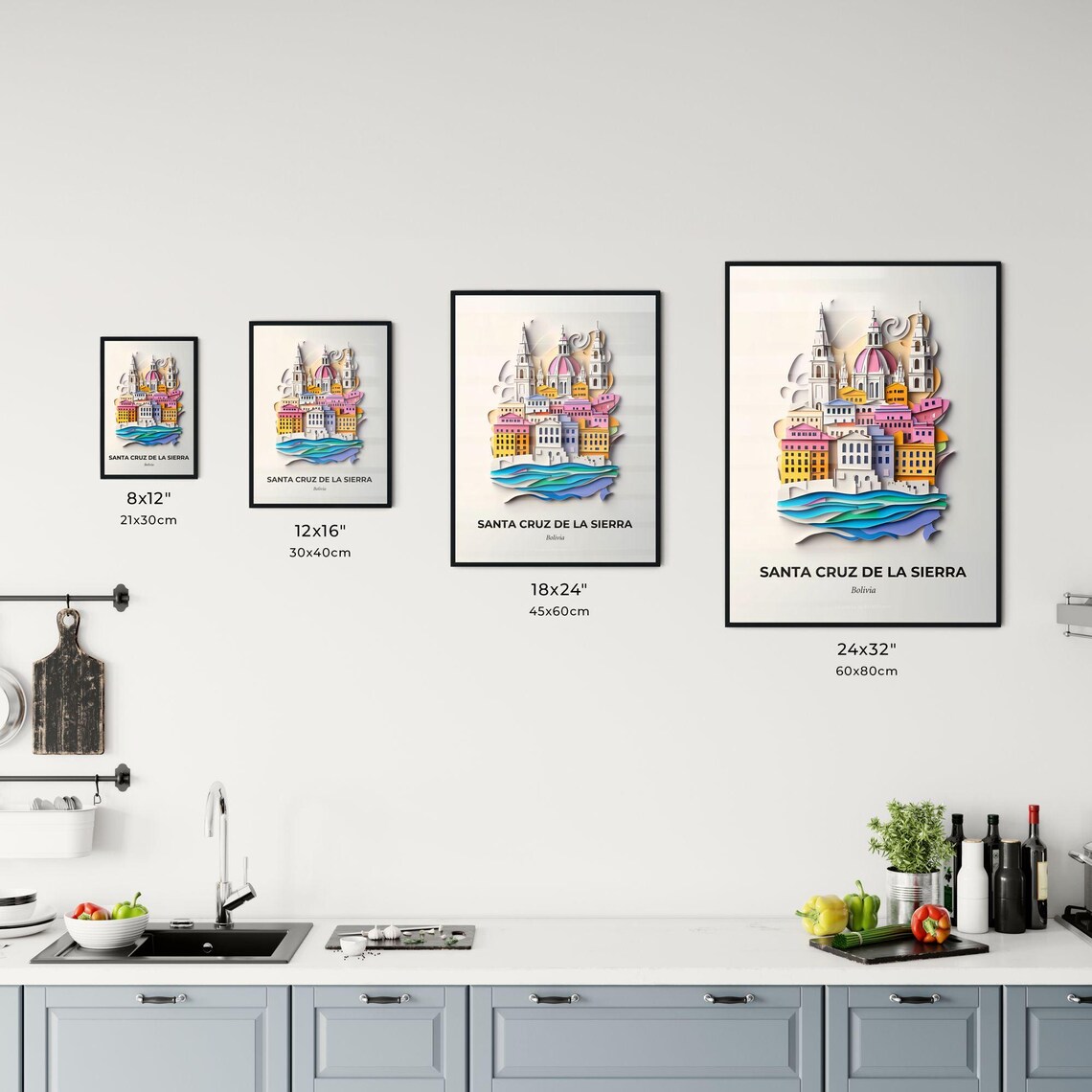 Santa Cruz De La Sierra Bolivia Paper Cut Cathedral Art Poster - Image 3