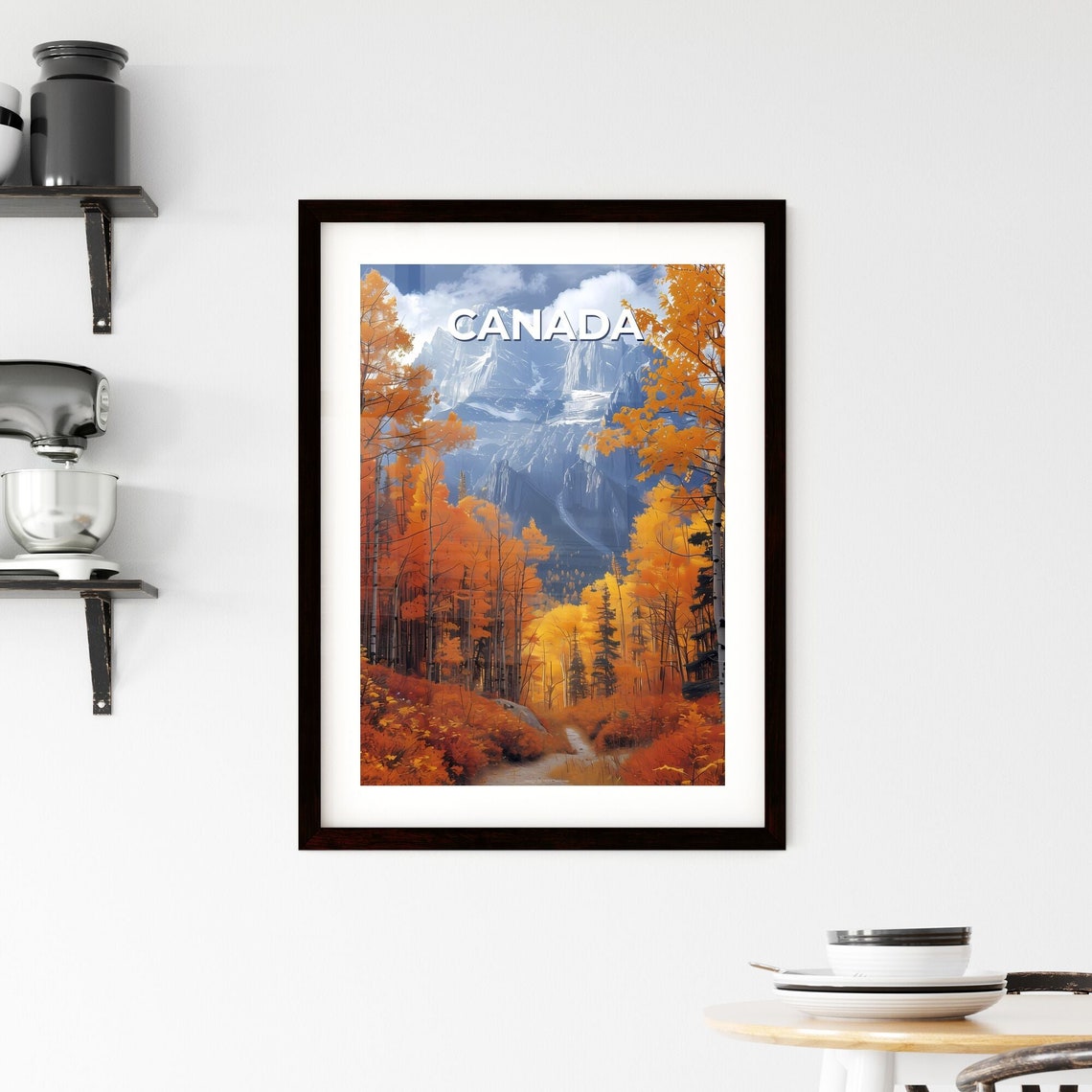 Canada Autumn Forest Golden Trees Snowy Peaks Vintage Travel Poster - Image 2