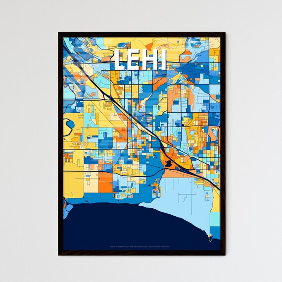 Lehi Utah Vibrant Colorful Illustrated Street Map Art Poster