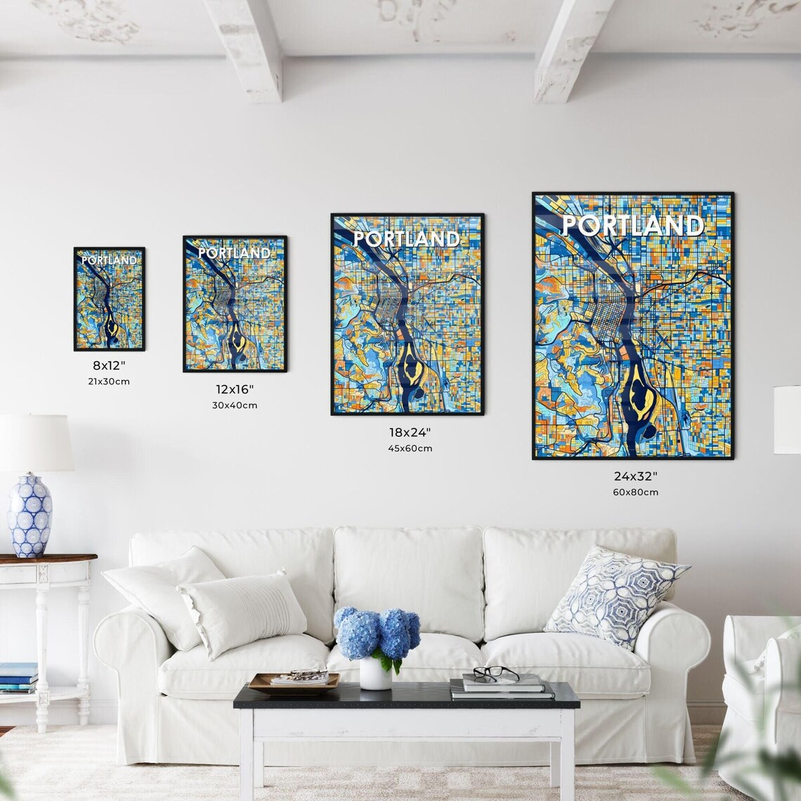 Portland Oregon Vibrant Colorful Geometric Street Grid City Map Art Poster - Image 3