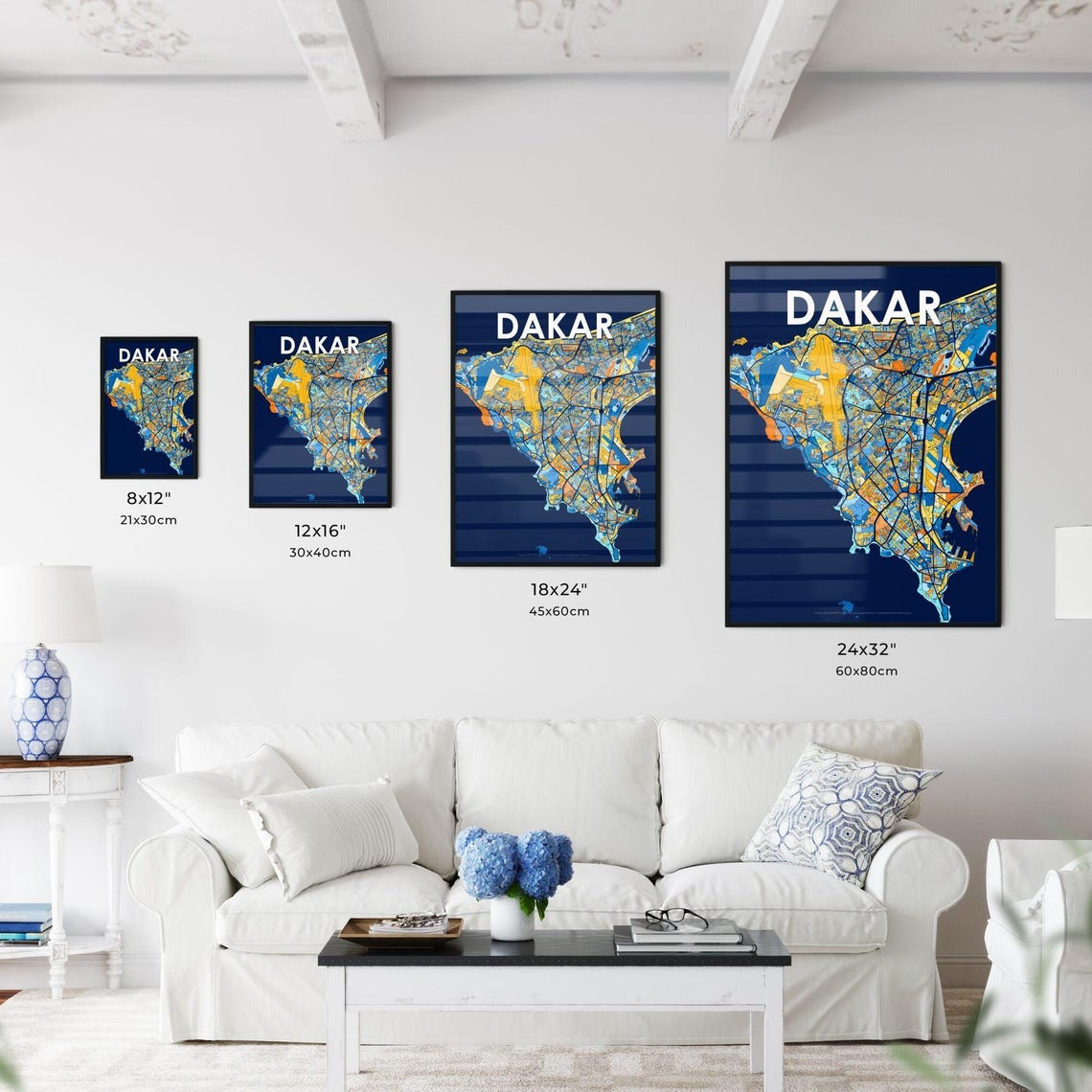 Dakar Senegal Coastal Capital Modern City Map Artwork Poster - Image 3