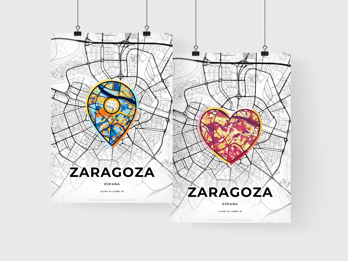 Zaragoza Spain Romantic Minimalist Heart City Map Art Poster - Image 2
