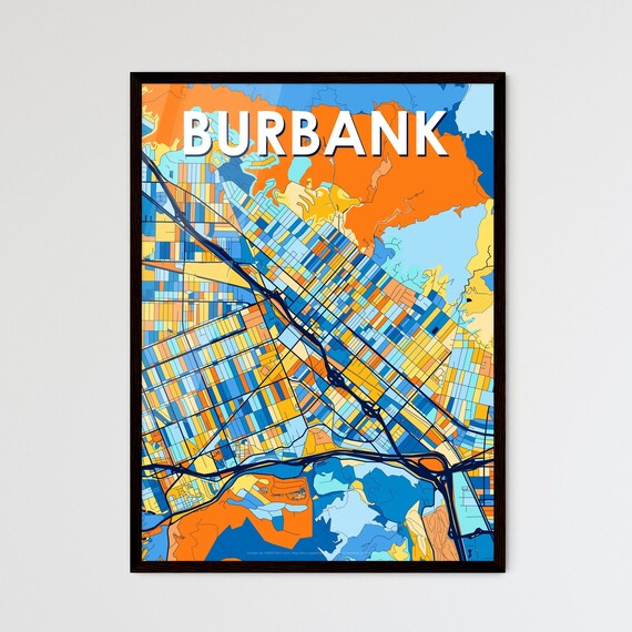 Burbank California Bright Mosaic City Street Map Artwork Poster
