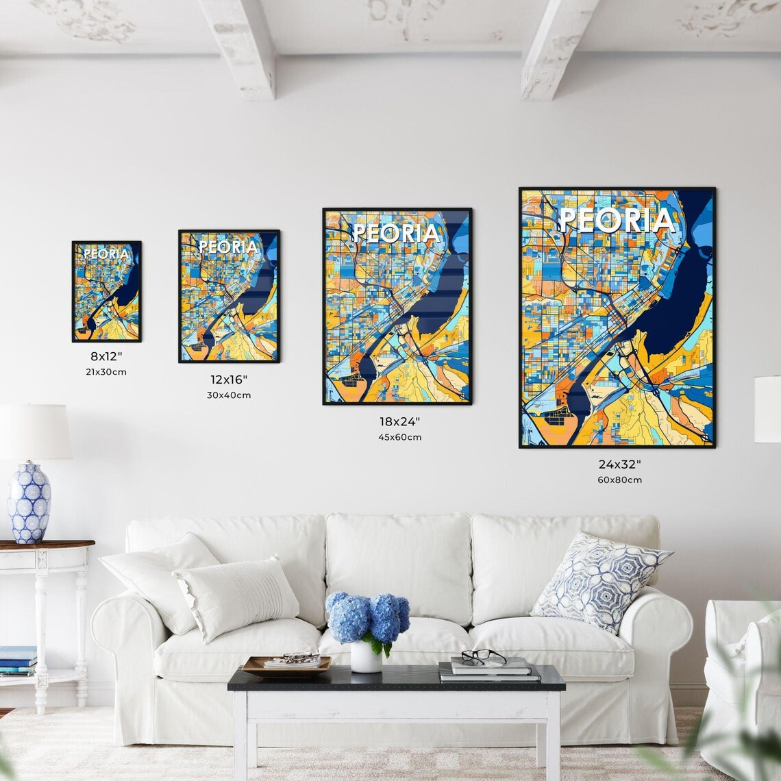 Peoria Illinois Vibrant Colorful Mosaic City Street Map Art Poster - Image 3