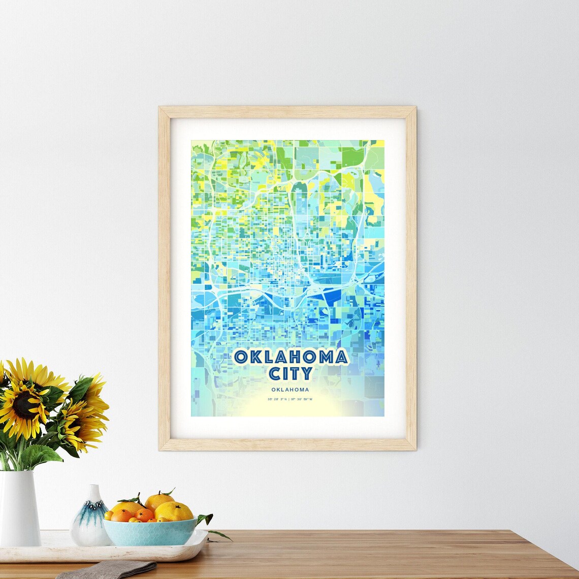 Oklahoma City Oklahoma Abstract Watercolor City Street Map Art Poster - Image 2