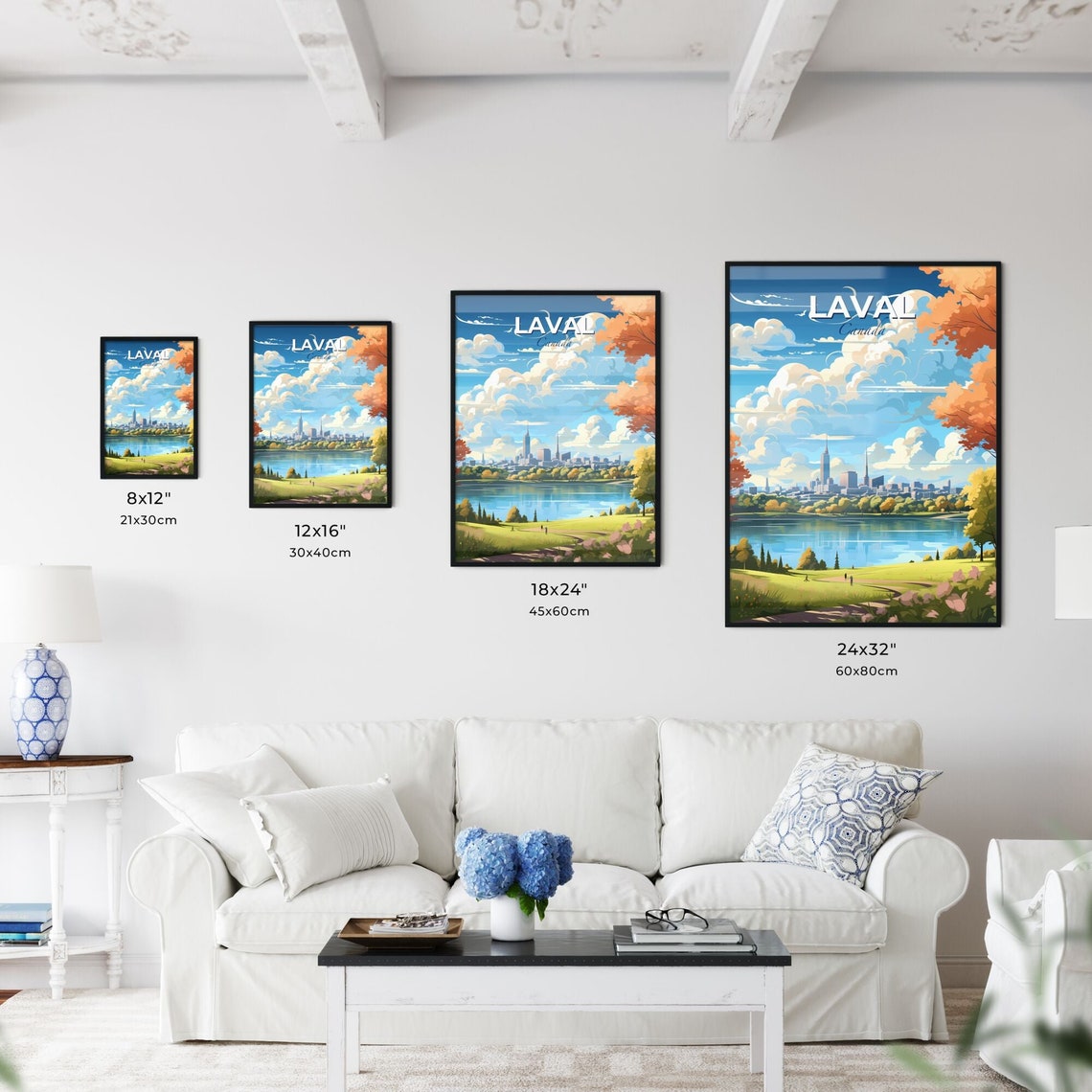 Laval Canada Lakeside Skyline Park Meadow Scenery Art Poster - Image 3