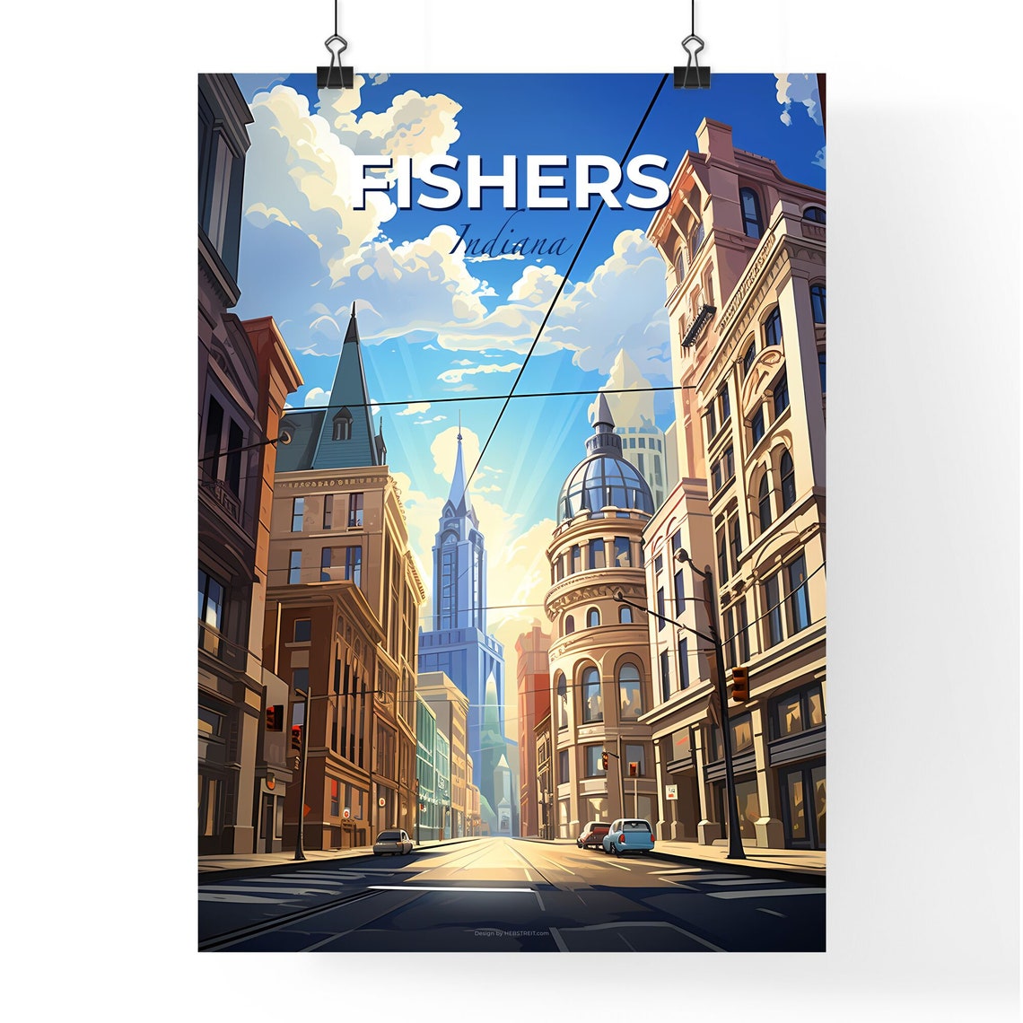 Fishers Indiana Historic Downtown Street Dome Skyline Poster - Image 4