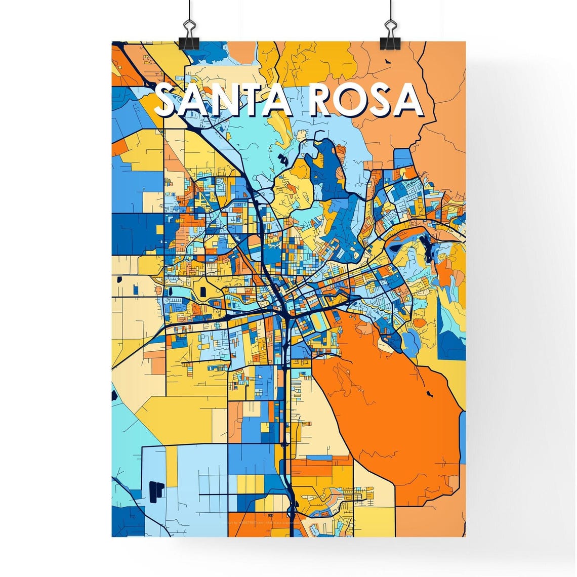 Santa Rosa California City Map Poster Vibrant Modern Home Decor - Image 4