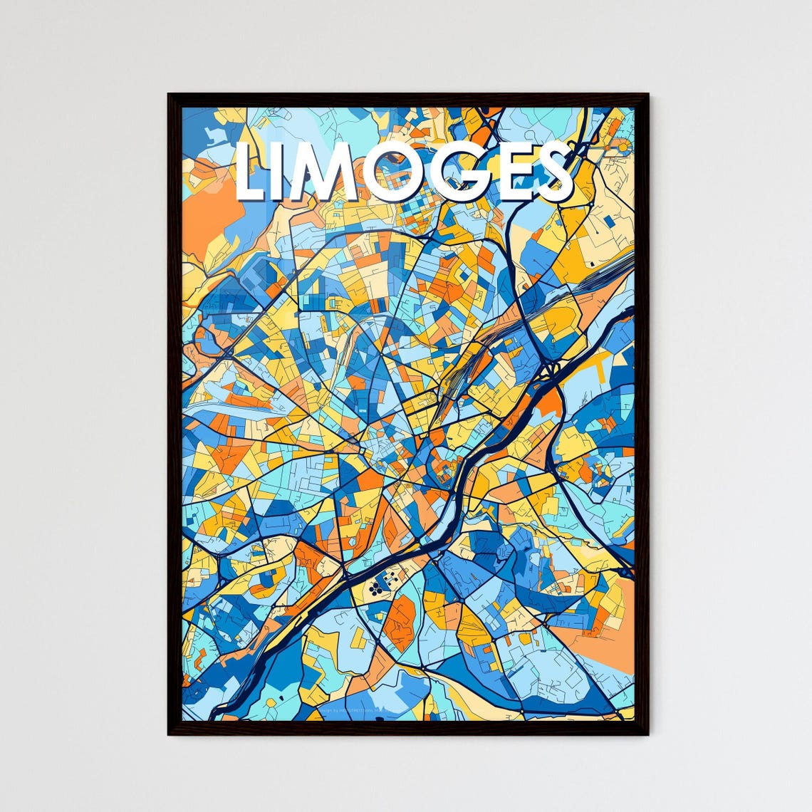 Limoges France Colorful Abstract City Map Modern Art Gift Poster