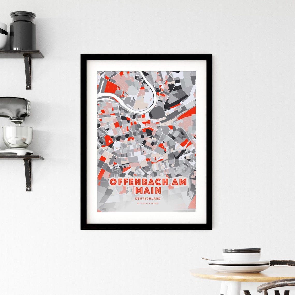 Offenbach Am Main Germany Modern Red Expressive City Map Poster - Image 3