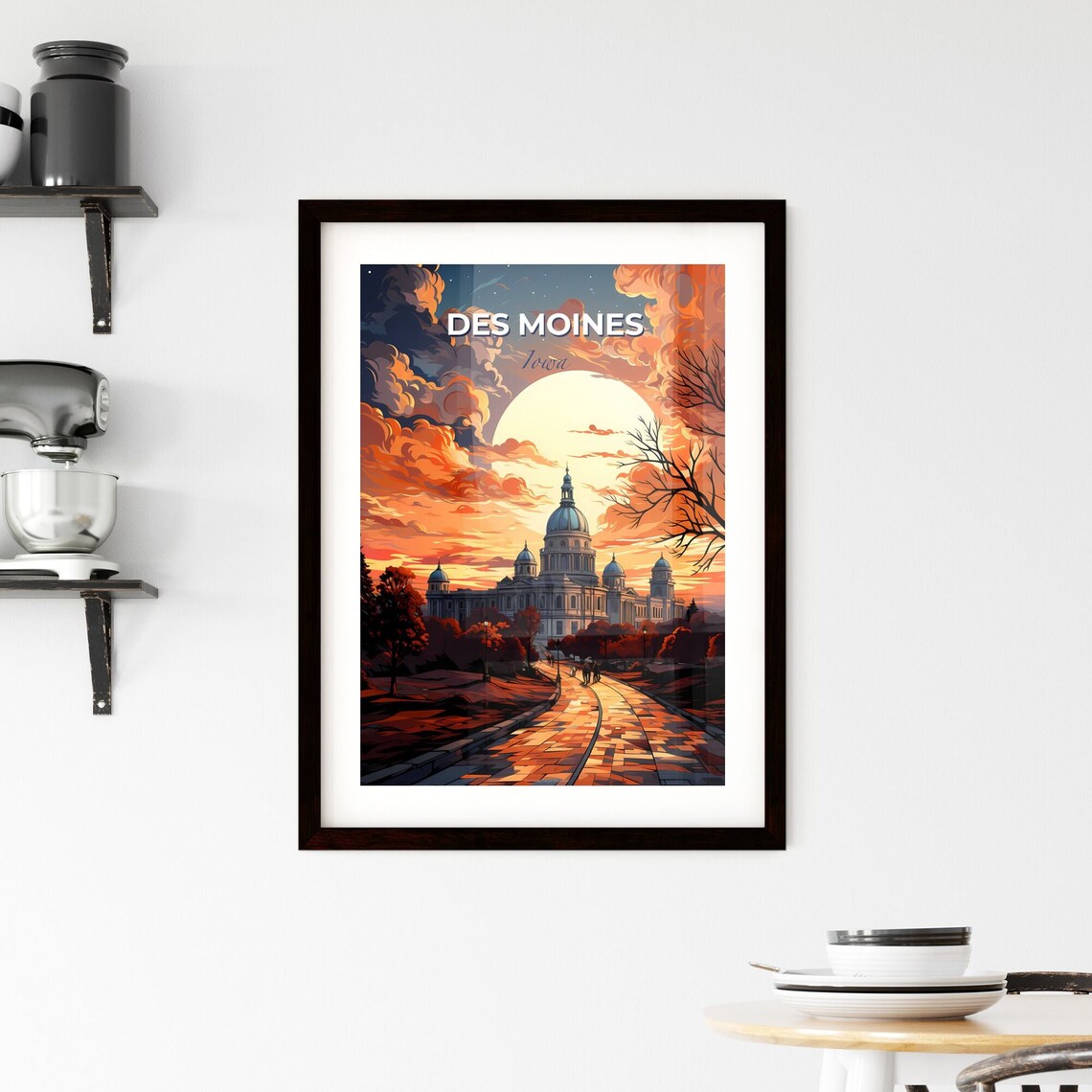 Des Moines Iowa Domed Capitol Sunset Garden Path Travel Poster - Image 2