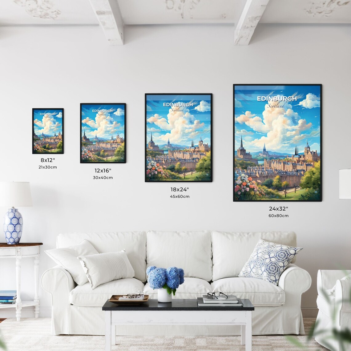 Edinburgh Scotland Travel Poster Historic Old Town Skyline Garden Art - Image 3