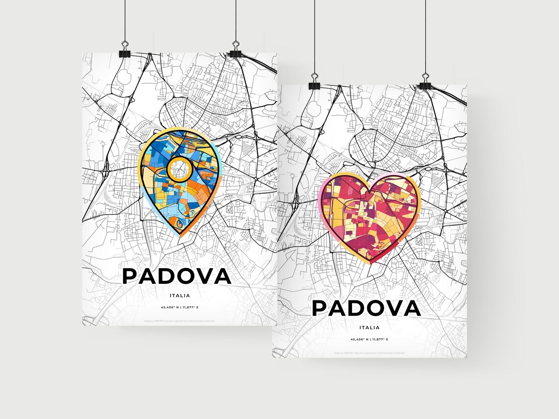 Padova Italy Minimalist Line Art Heart Shaped City Map Poster - Image 2
